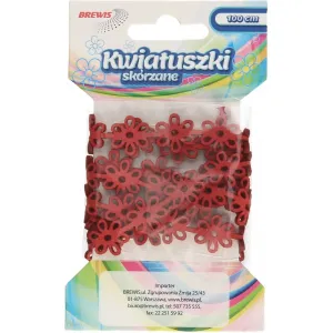 Łańcuszek kwiatki skórzane Brewis Czerwone, 100cm